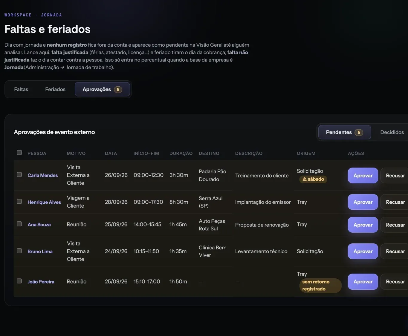 Print real da fila de aprovação de eventos externos